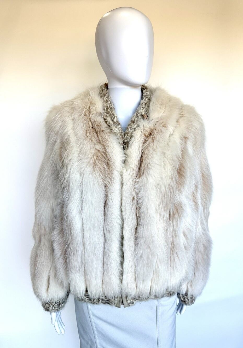 Vintage Bill Blass Fox Fur & Knit "Illusion Sleeve" Jacket – Size M – Pristine